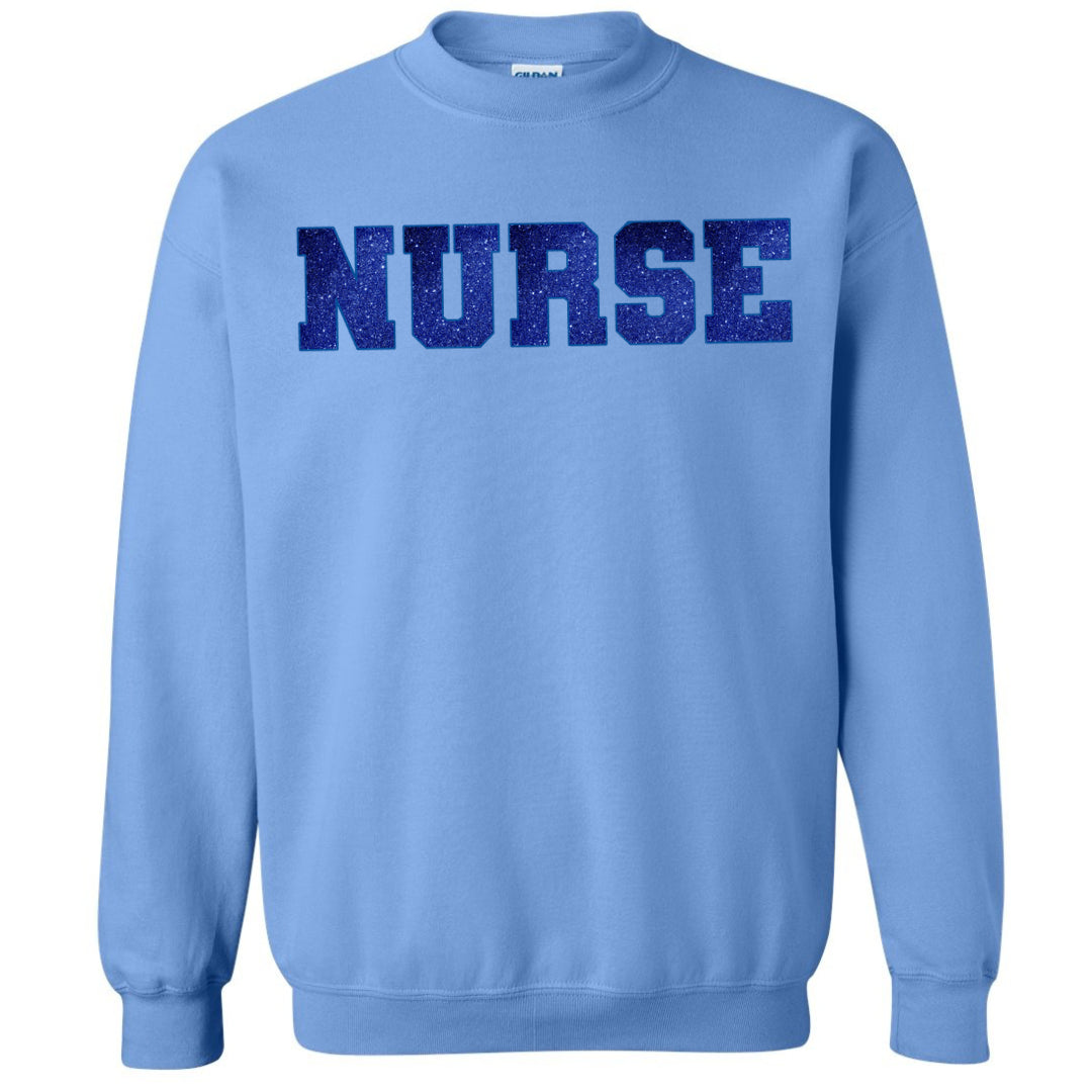 Glitter Embroidered NURSE Crewneck Sweatshirt