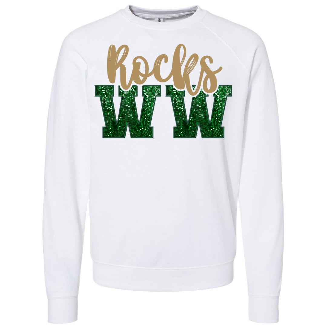 "WW" Green Glitter Letters