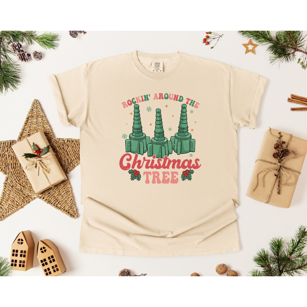 Oxygen's Rockin' Around the Christmas Tree - Gildan 5000, Gildan 18000, Comfort Colors 1717, & Comfort Colors 1566