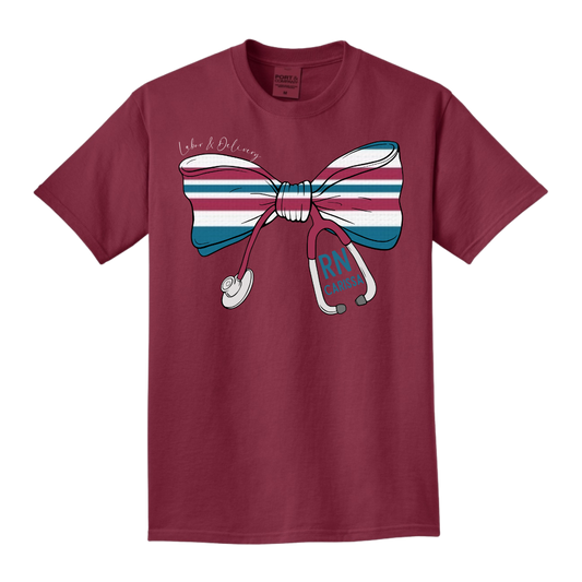 Labor and Delivery Stethoscope Bow - Port & Company Beach Wash Series