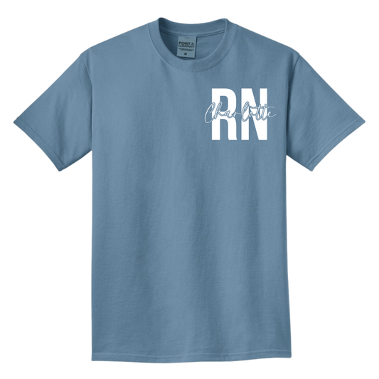 RN with Centered Cursive Name - Port & Company Beach Wash Series