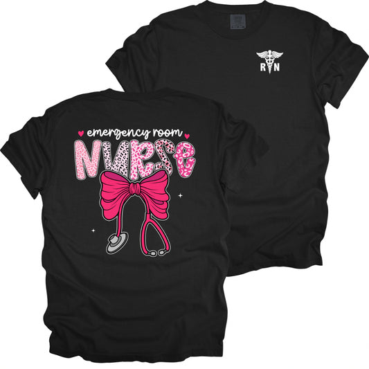 Pink Leopard Nurse with RN Caduceus - Comfort Colors T-Shirt