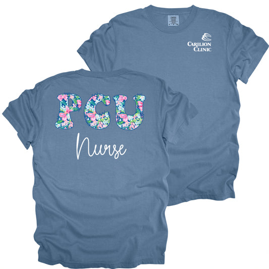 Spring Flowers Nurse with Department- Comfort Colors T-Shirt