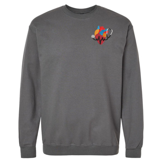 Embroidered Heart with Stethoscope - Gildan Sweatshirt