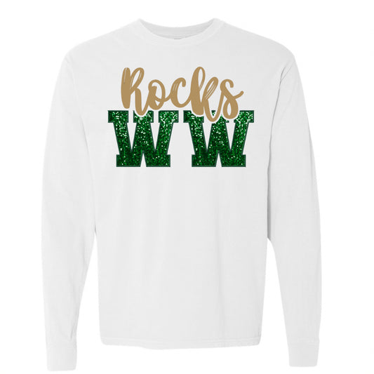 "WW" Green Glitter Letters