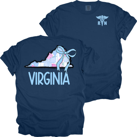 Pastel VA State with RN Caduceus  - Comfort Colors T-Shirt