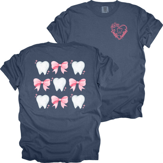 Dental Assistant with Pink Bows - Comfort Colors T-Shirt