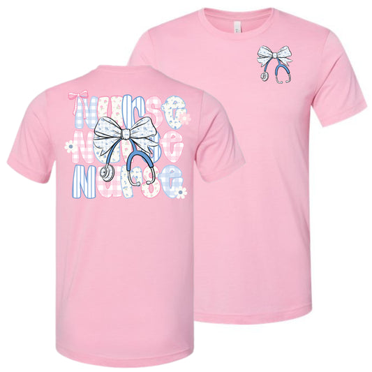 Preppy Nurse with Stethoscope - Bella and Canvas - T-Shirt