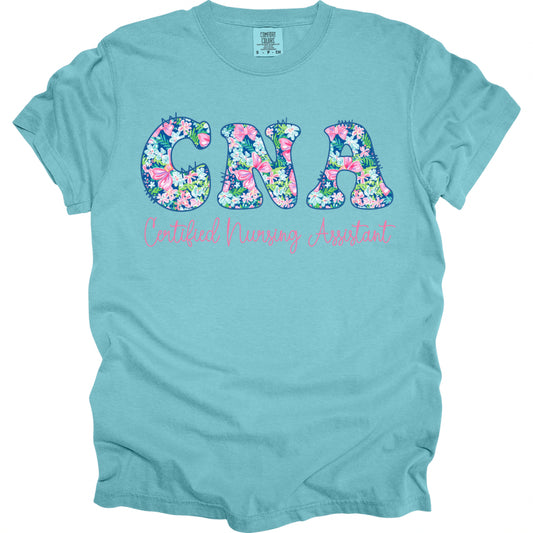 Preppy Cotton Candy Floral CNA - Comfort Colors T-Shirt