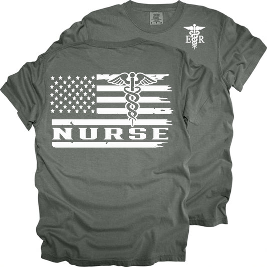 American Flag ER and ICU Nurse - Comfort Colors T-Shirt