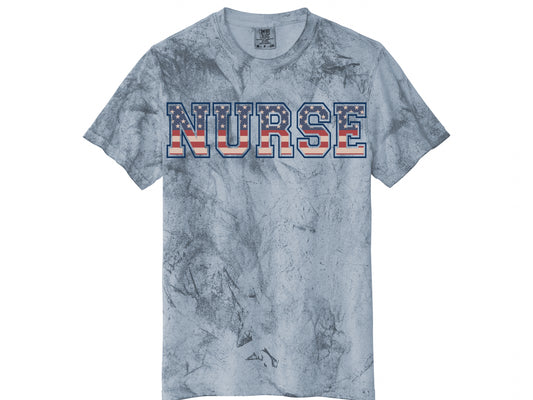American Flag Collegiate Nurse - Comfort Colors T-Shirt