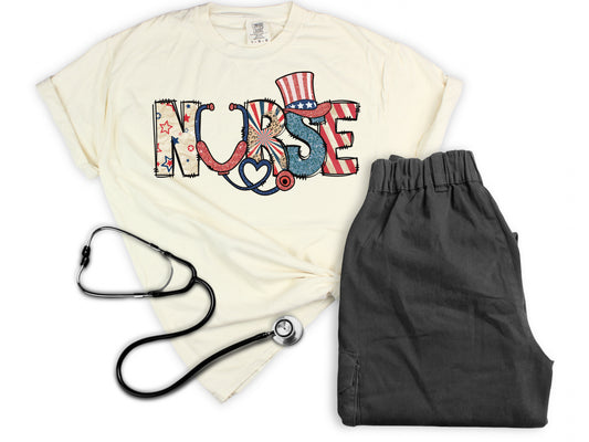 Uncle Sam Nurse with Stethoscope - Comfort Colors T-Shirt