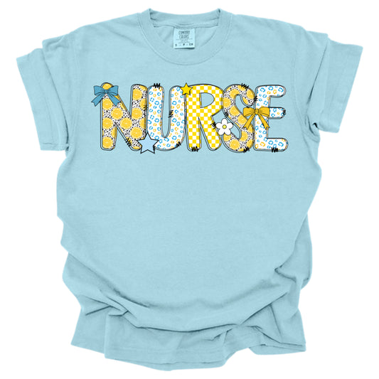 Doodle Blue and Yellow Lemon Nurse - Comfort Colors T-Shirt